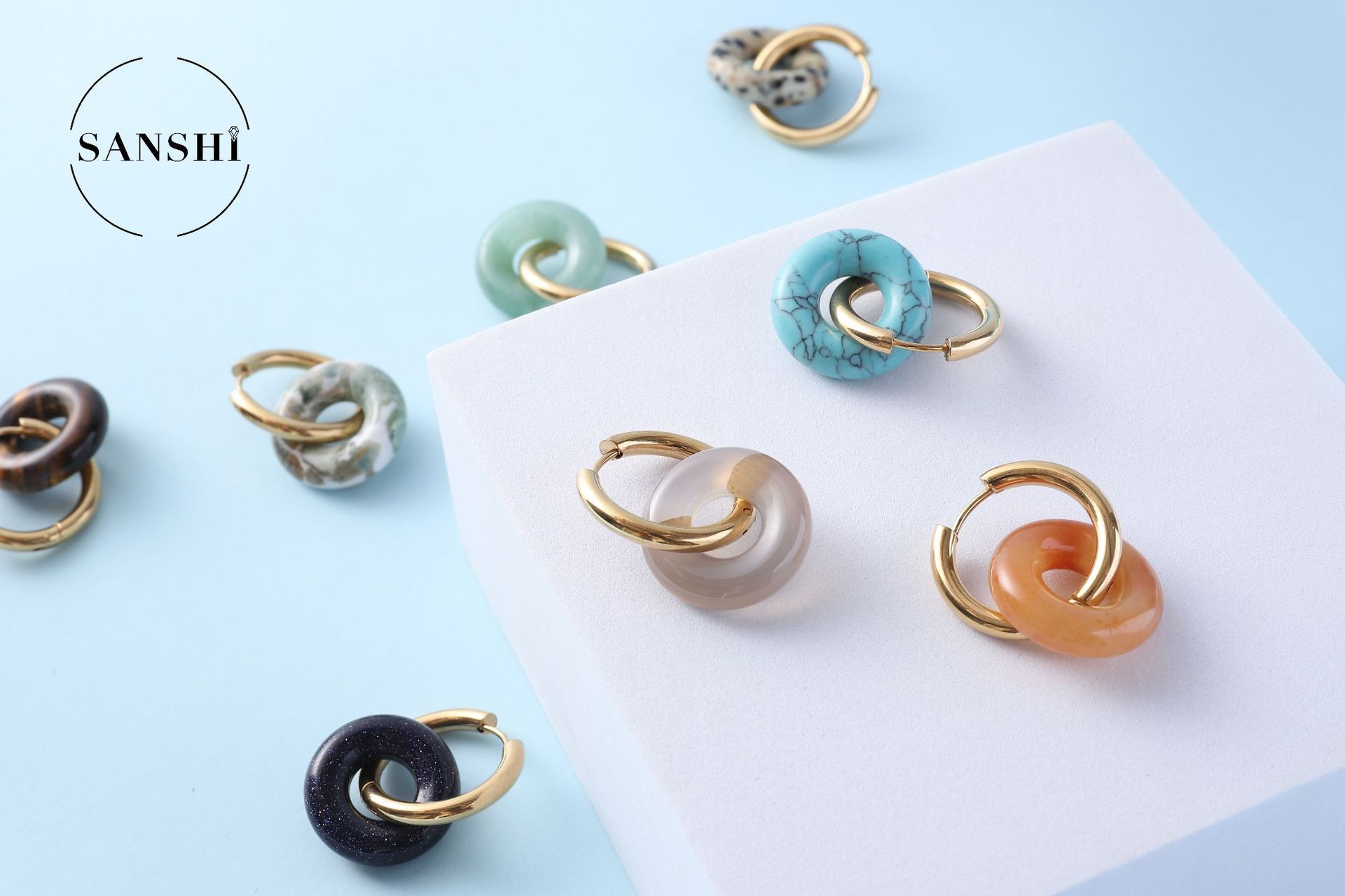 1 Pair Basic Classic Style Geometric Plating Artificial Crystal Natural Stone Drop Earrings