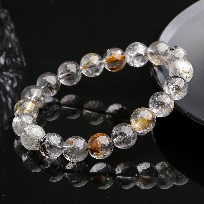 Natural Crystal Flashing Diamond Bracelet Black Yellow Crystal Lucky Oil Dare Circle Donghai Tokyang Crystal Geometric Pattern