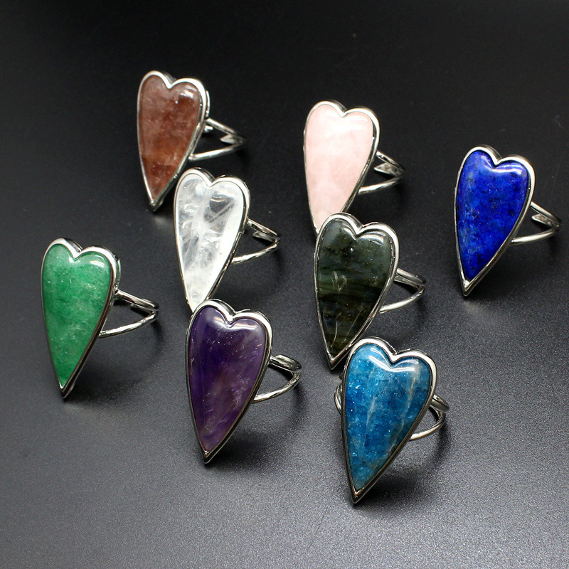 Retro Heart Shaped Purple Quartz Tiger Eye Stone Ring  Luxury Light Luxury DIY Accessories Sales Jewelry