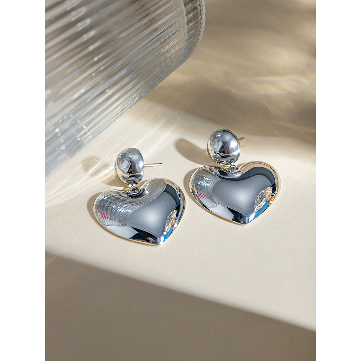1 Pair Simple Style Classic Style Heart Shape Plating 304 Stainless Steel Drop Earrings