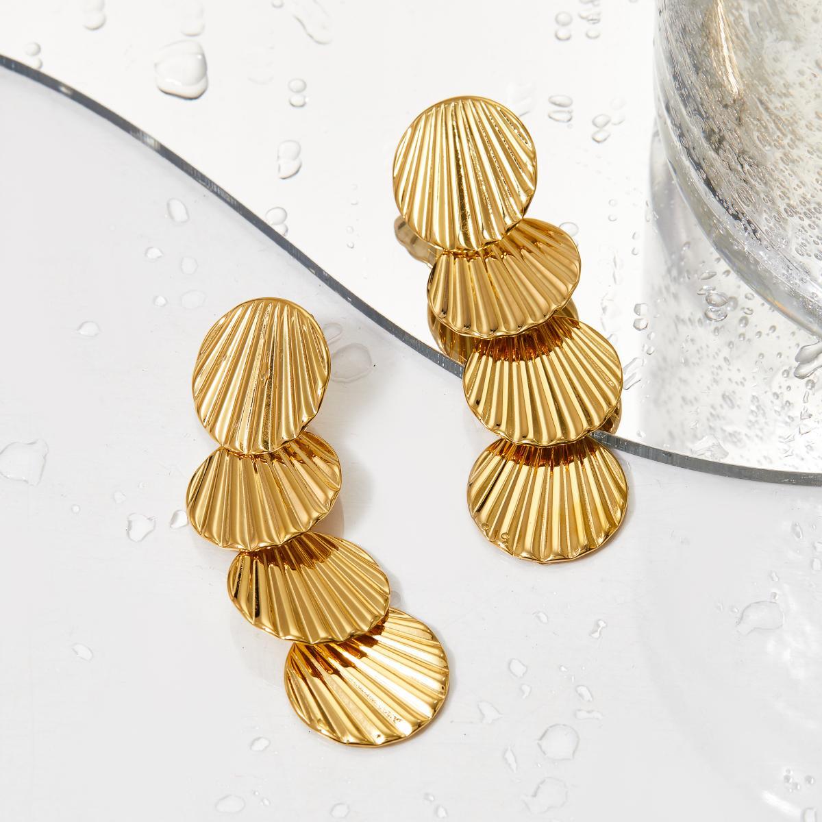 Real Gold Plated 316 Stainless Steel  PVD Coated Geometric Waterproof Non Tarnish Casual Simple Style Drop Earrings For Women's