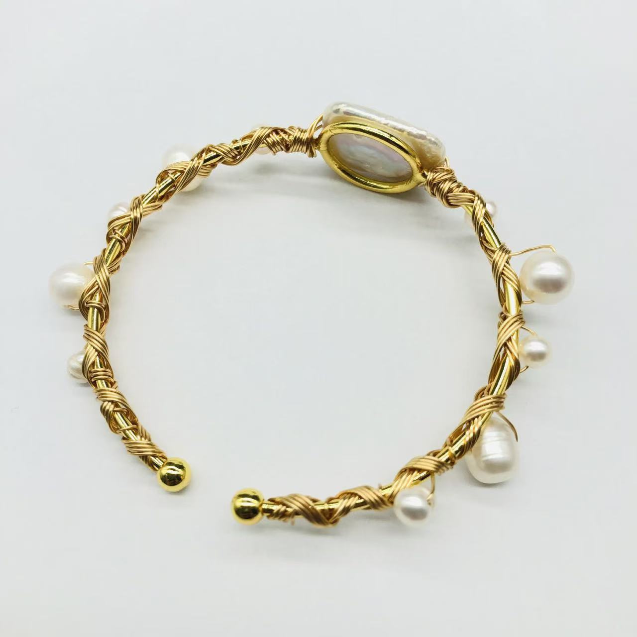 Fashionable Fresh Simple Design Sensation Bracelet With Freshwater Pearl Versatile Geometric Pattern Chain For Women