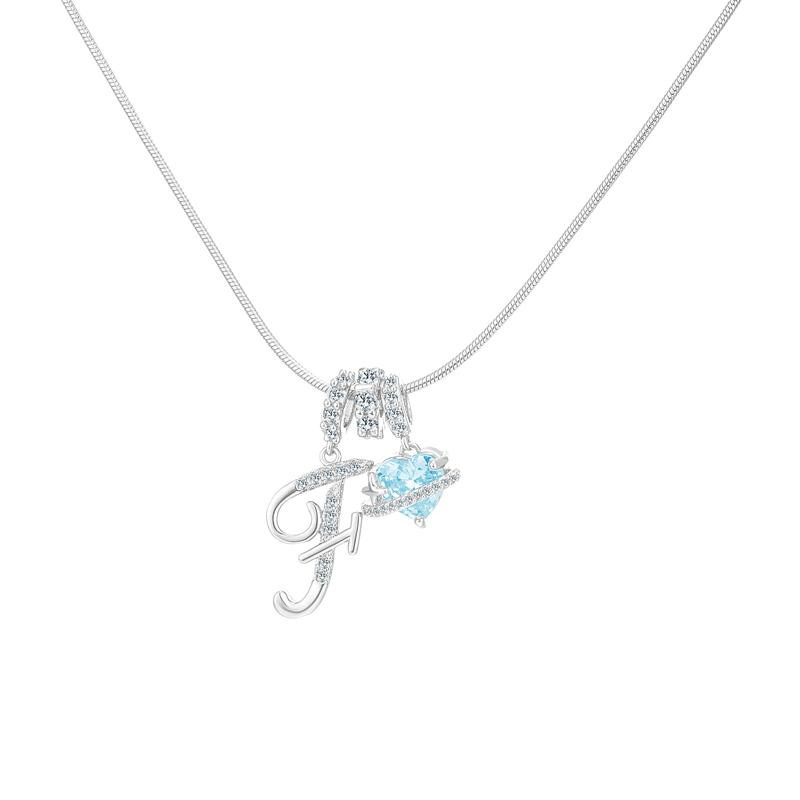 Sweet Heart Letter Pendant Necklace Jewelry Blue Sea Honey Best Friend Series Zircon Fairy Style For Women Copper Material