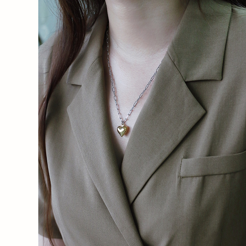 PVD Coated Real Gold Plated 18K Gold Heart 304 Stainless Steel Fashion Waterproof Non Tarnish 304 Stainless Steel Necklace