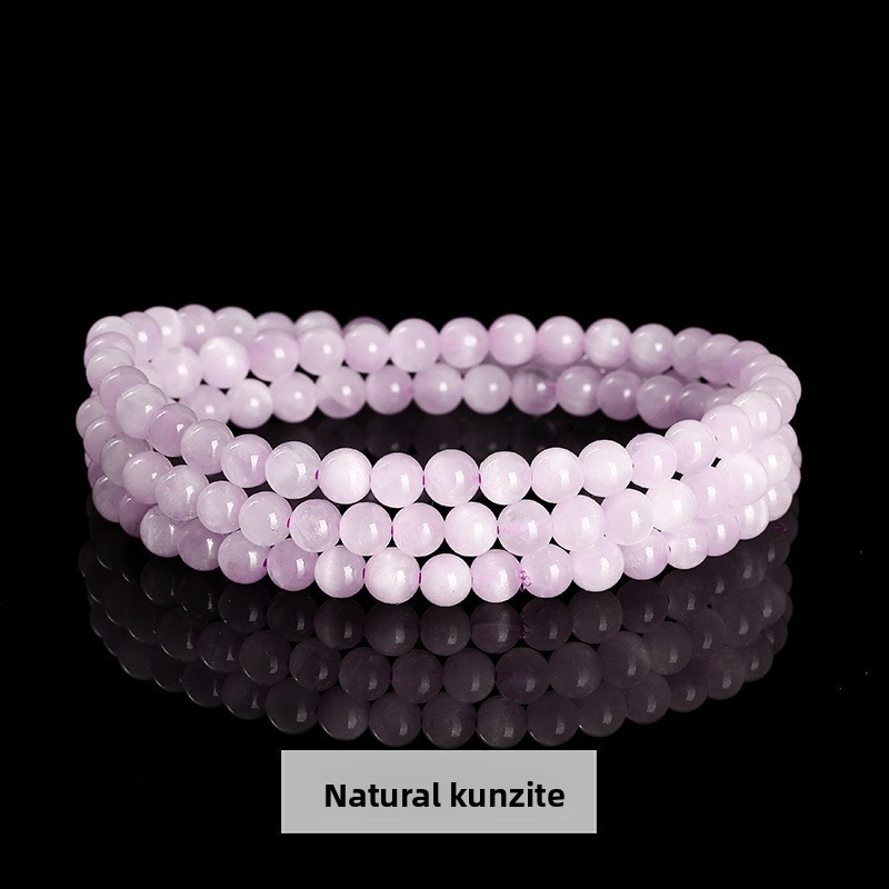 JD Jewelry Natural Amethyst Multi-Circle Bracelet Fashion Light Purple Crystal Women's Round Bead Bracelet Accessories Simple Style