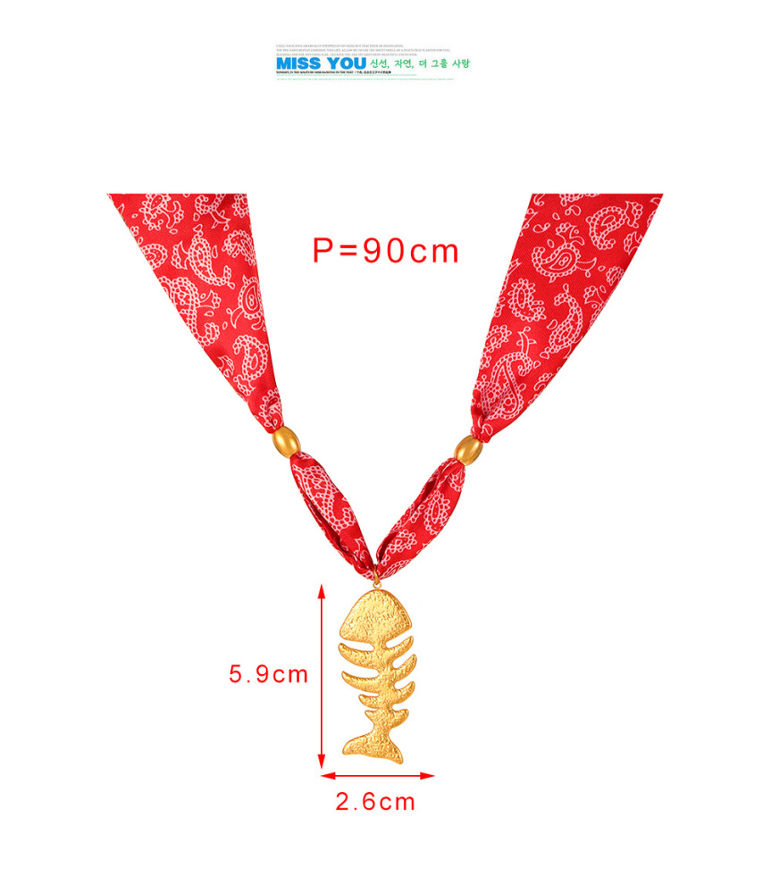 Trendy Titanium Steel Fishbone Pendant Necklace Women's Scarf Style Heart Design Geometric Animal Zodiac Fabric Titanium Steel Luxury Necklace