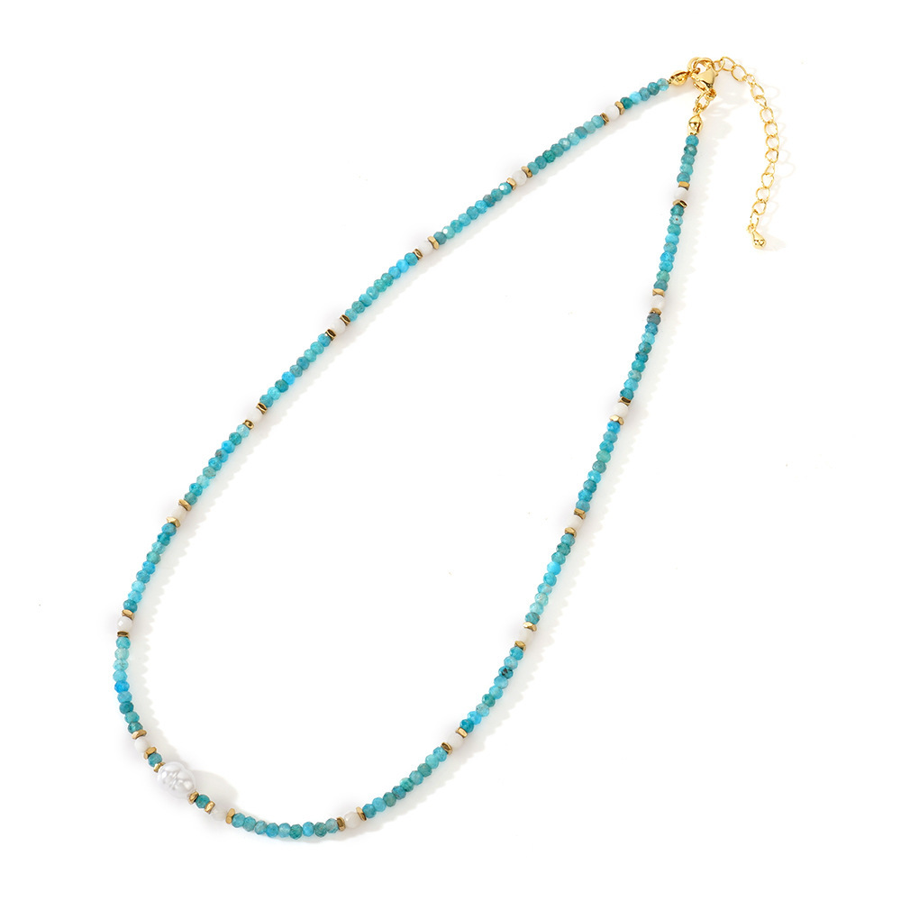 Blue Green Beaded Necklace Collarbone Chain Exquisite Sapphire Combination Daily Wear Jewelry Accessories
