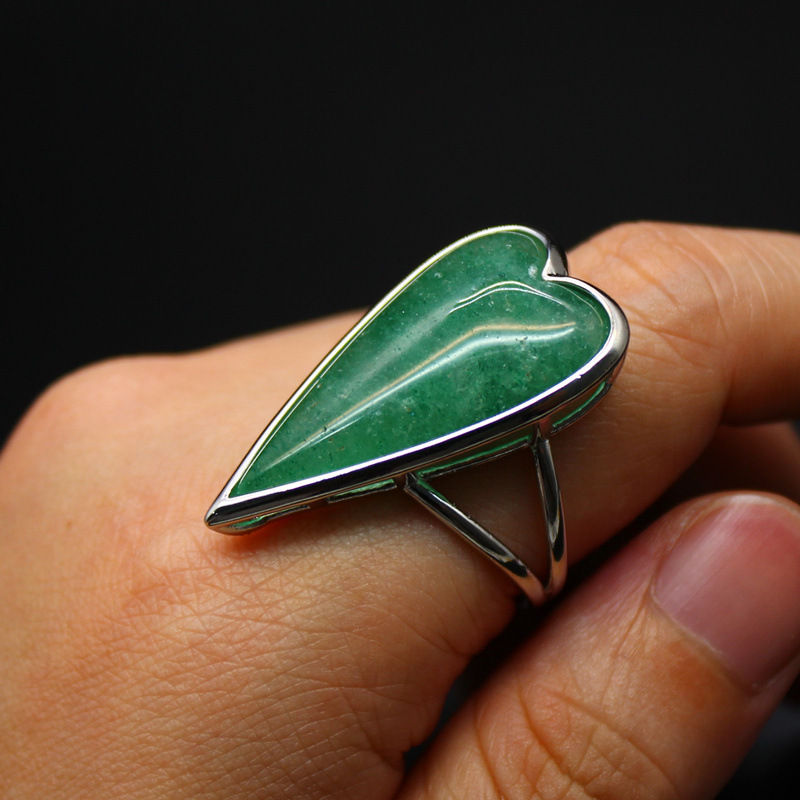 Retro Heart Shaped Purple Quartz Tiger Eye Stone Ring  Luxury Light Luxury DIY Accessories Sales Jewelry