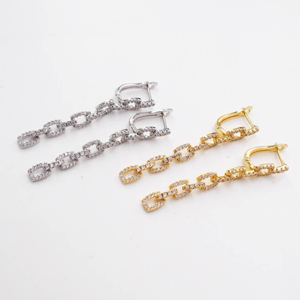 Designer Copper Earrings Micro Inlaid Zircon 18K Gold Plated U-Shaped Clip Earrings Women's Jewelry Accessories