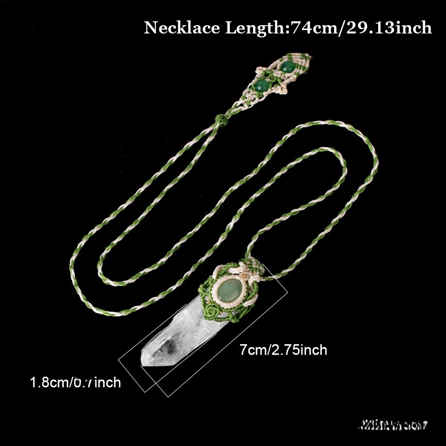 Natural Stone White Crystal Pendant Necklace Woven Rope Wrapped Oval Beads Unisex Jewelry CSJA Irregular Design Crystal Accessories