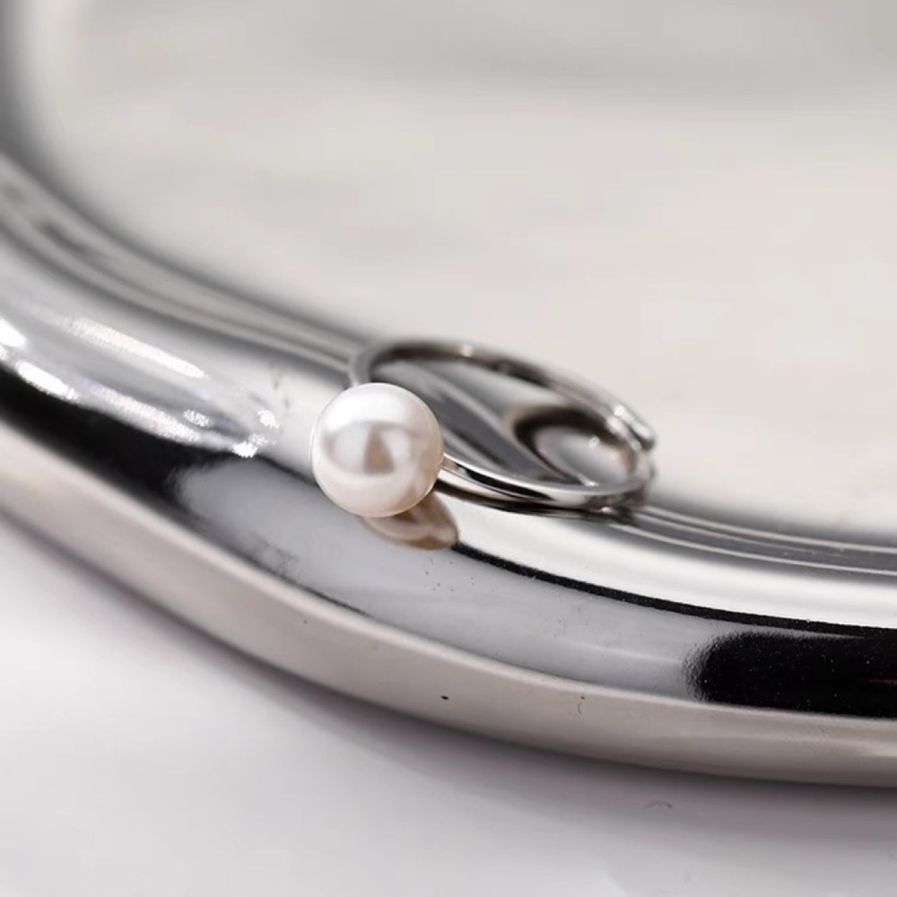 Natural Freshwater Pearl Ring For Women S925 Silver Adjustable Size Open Ring Sweet Style Jewelry Accessories