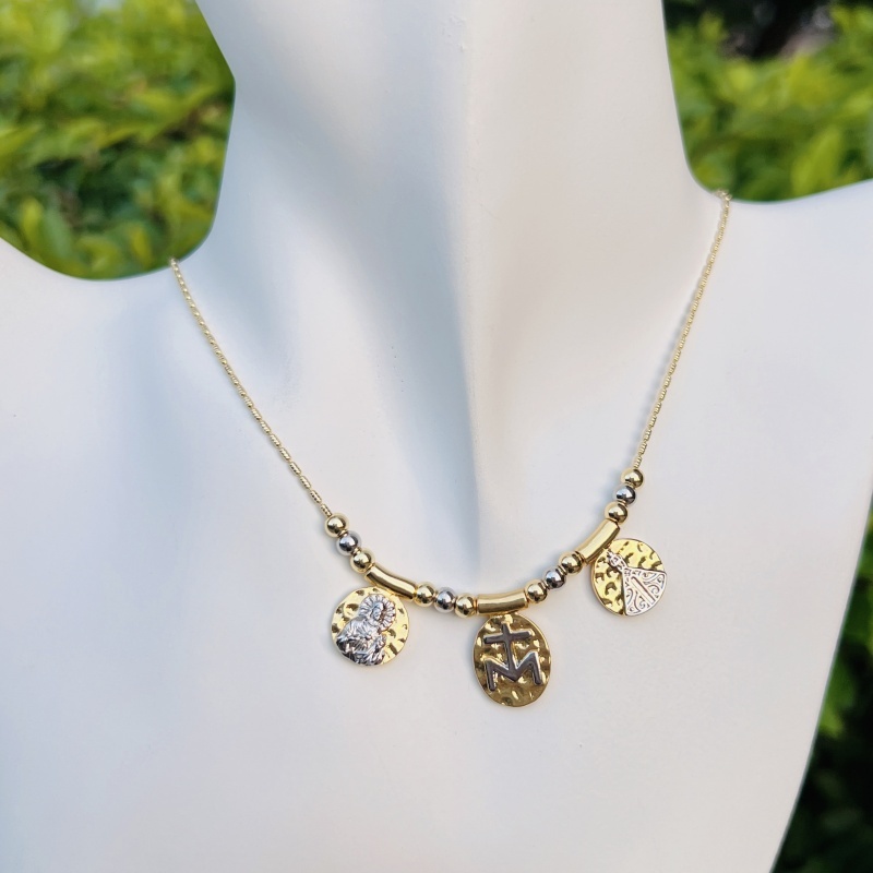 Wholesale Jewelry Luxurious Lady Romantic Faith Cross Heart Shape Copper Peanut Meat Chain Pendant Necklace