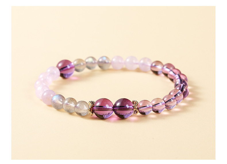 JD Jewelry Natural Amethyst Lucky Bead Design Bracelet Ice Transparent Purification High-end Feel Women's Accessories Simple Style