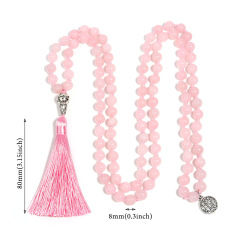 108 8mm rose quartz knotted necklace & tee