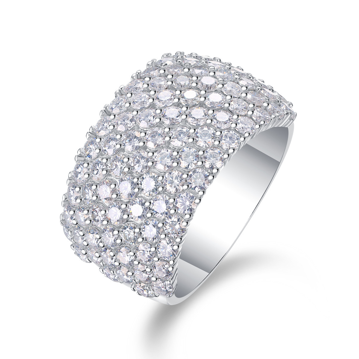 925 Sterling Silver Moissanite Geometric Rings GRA Certificate
