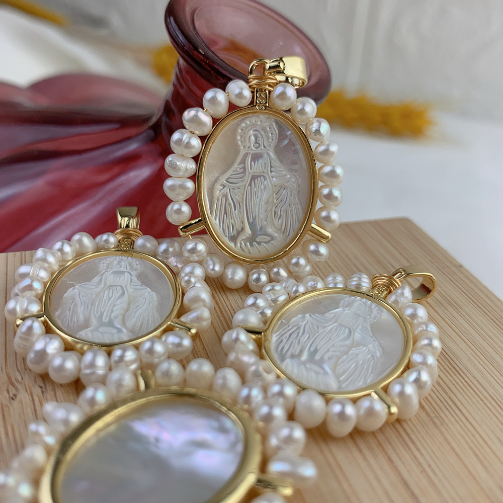 1 Piece Freshwater Pearl Copper Freshwater Pearl Pearl Oval Pendant Charms Necklace Jewelry Accessories