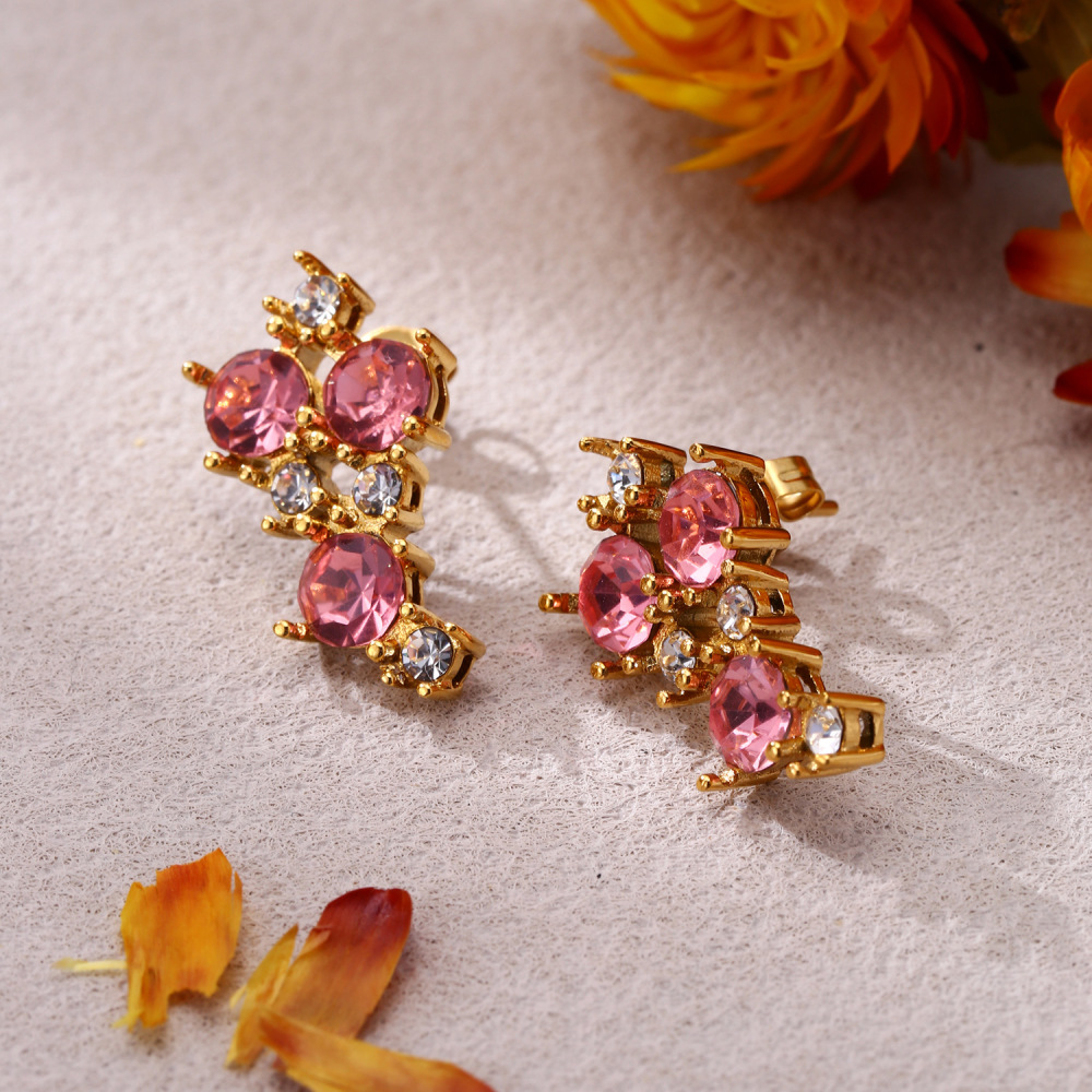 Fashionable Red Cherry Titanium Steel Earrings Women's Exquisite Design Luxury Light Earring Jewelry Accessories