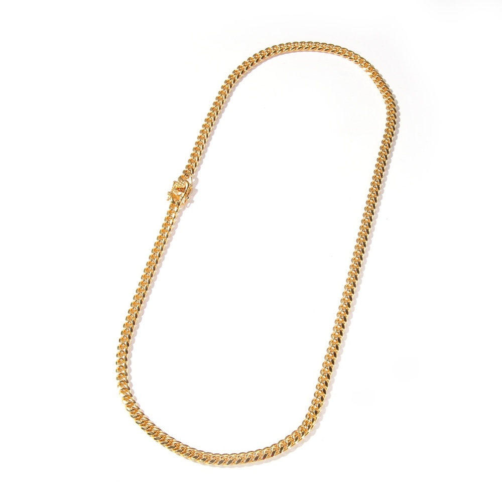 Fashion European And American Hip-Hop Gold-Plated Titanium Steel 6mm Cuban Necklace Men's 316L Stainless Steel Vacuum Electroplated Solid Color Bracelet Fashion Accessories Jewelry