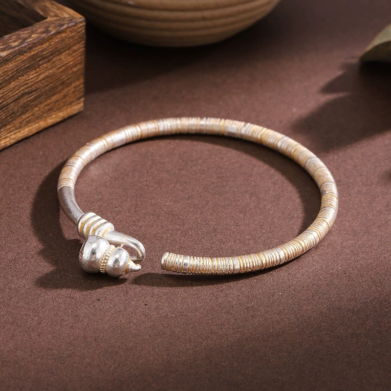 Silver Bracelet For Women Gold-Plated Fortune Gourd Open Vine Gourd Bracelet Youth Style Gift For Girlfriend New Chinese Style