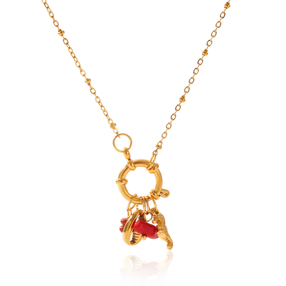 Stainless Steel DIY Jewelry Accessories Horseshoe Crab Shell Pendant Necklace High-End Texture Geometric Animal Style Women's Ocean Element Necklace