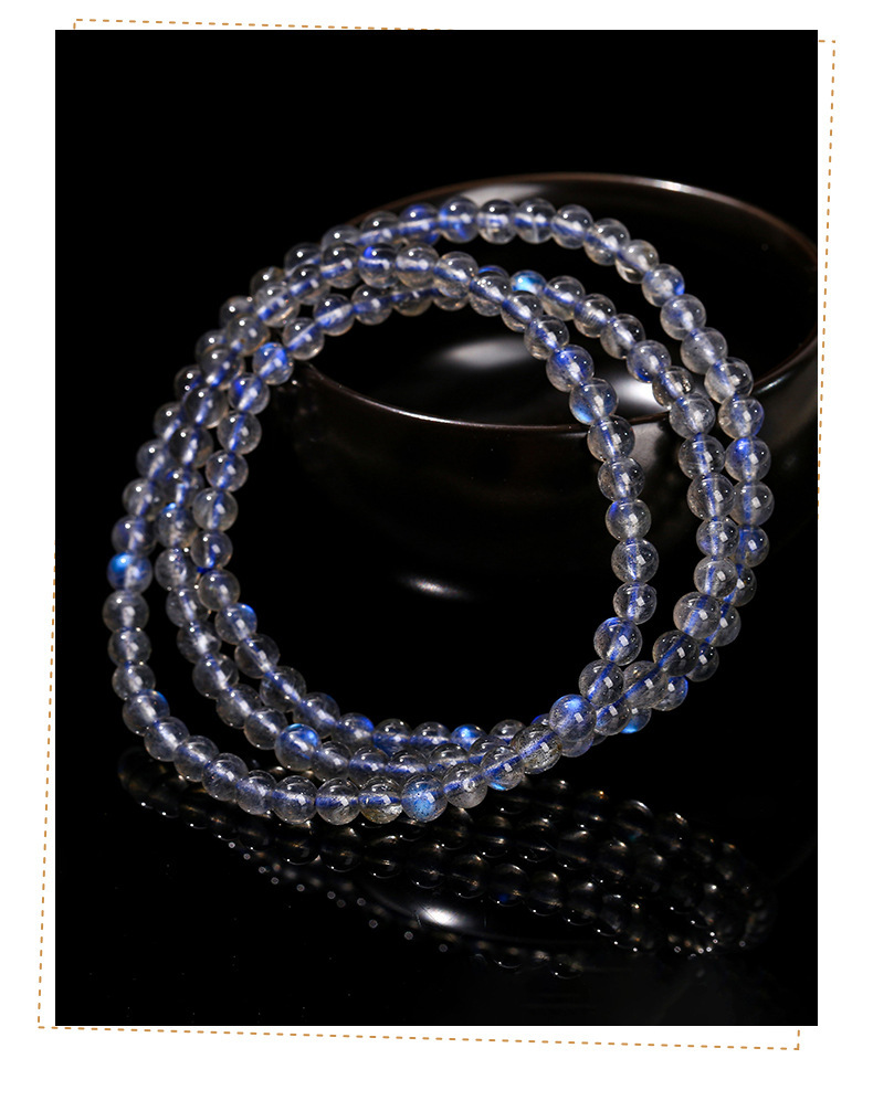 Fashion Multi-Circle Bracelet Natural Blue Light Round Bead Accessories Geometric Pattern Gray Moonstone Multifunctional Jewelry Hand Accessory Unisex