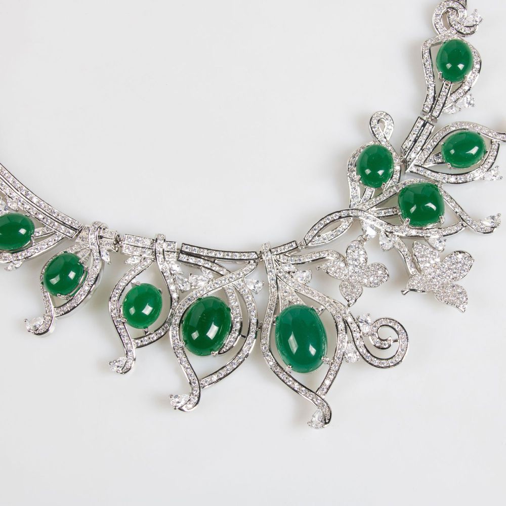 Italian Court Vintage Iris Flower Large Gemstone Petal Necklace Luxury Wedding Dress Accessory Jewelry Set For Women