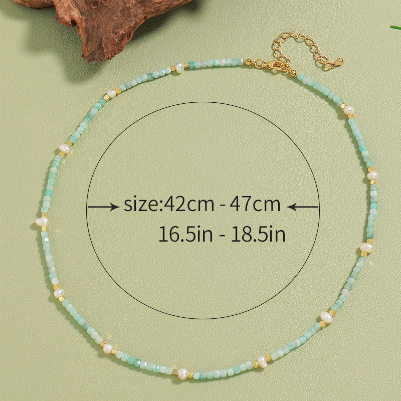 Bohemian Modern Style Classic Style Geometric 18K Gold Plated Natural Stone Freshwater Pearl Copper Wholesale Necklace