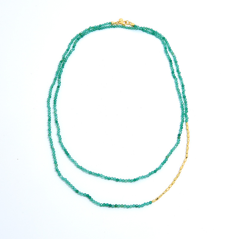 Casual Simple Style Geometric Natural Stone Agate Sterling Silver Gold Plated Sweater Chain In Bulk