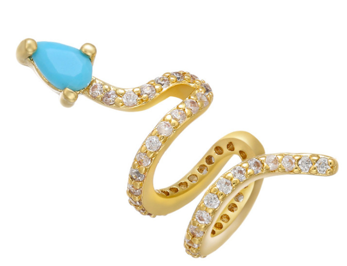 New Micro-inlaid Zircon Snake-shaped S-shaped Ear Clip Cross-border Copper Earring Accessories