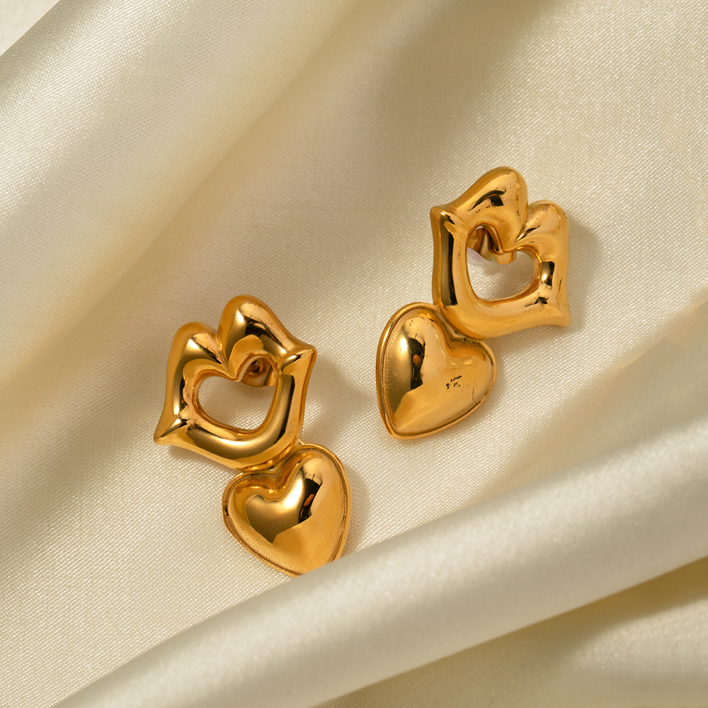 316 Stainless Steel  PVD Coated Lips Heart Shape IG Style Drop Earrings For Women's