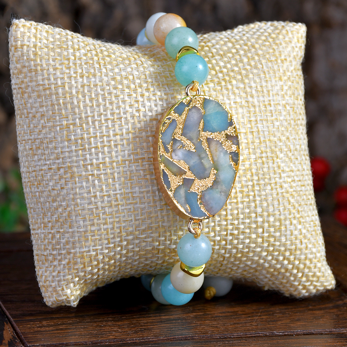 Vacation Classic Style Stone Natural Stone Beaded Chain Bracelets In Bulk