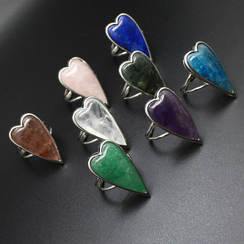 Retro Heart Shaped Purple Quartz Tiger Eye Stone Ring  Luxury Light Luxury DIY Accessories Sales Jewelry