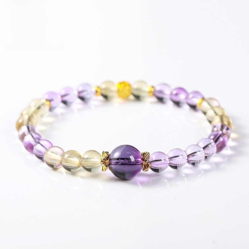 JD Jewelry Natural Amethyst Lucky Bead Design Bracelet Ice Transparent Purification High-end Feel Women's Accessories Simple Style