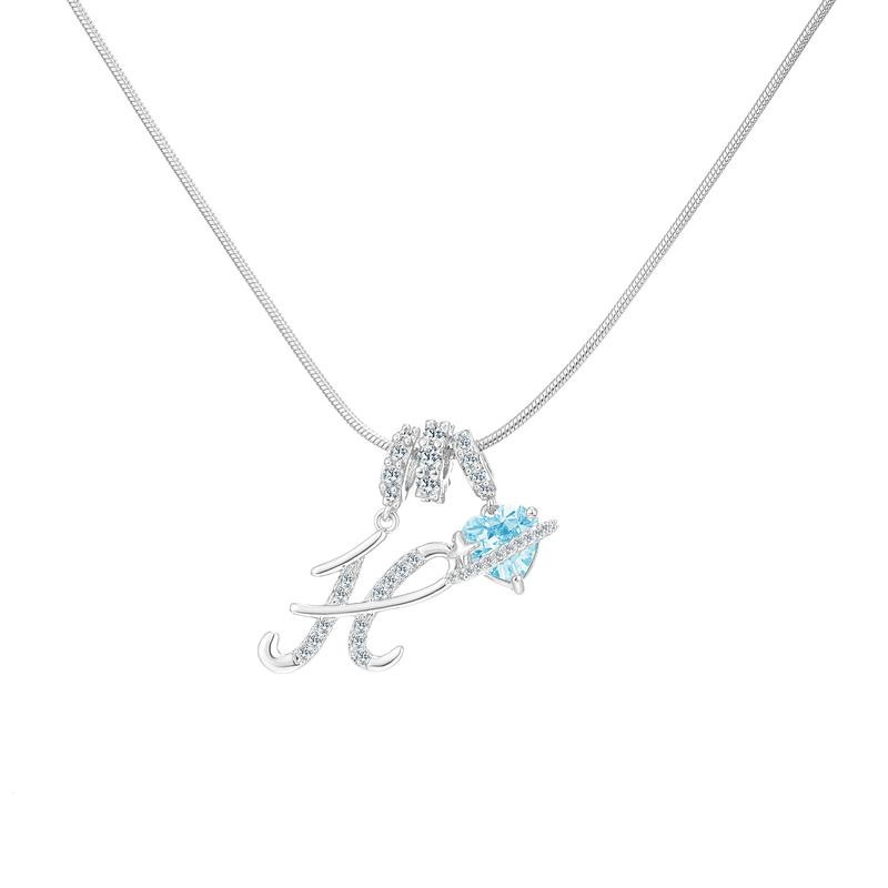 Sweet Heart Letter Pendant Necklace Jewelry Blue Sea Honey Best Friend Series Zircon Fairy Style For Women Copper Material