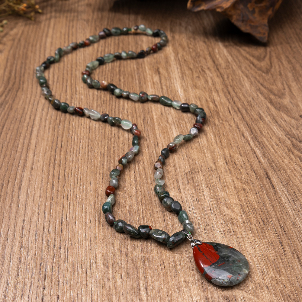 ZhouHang Natural Crystal Long Necklace Elegant Pendant Sweater Chain Amethyst Water Drop Earrings Jewelry Accessories