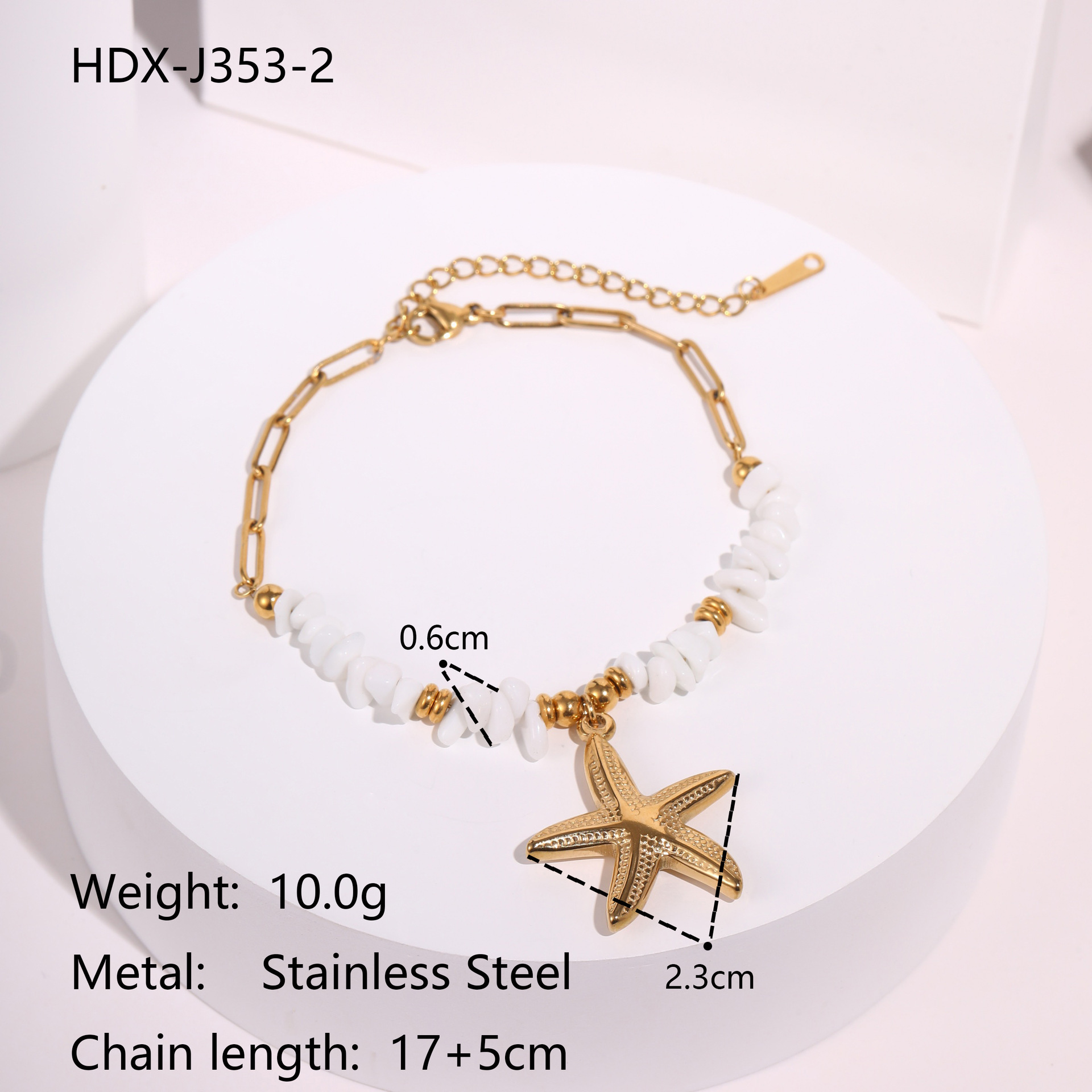 Stainless Steel Starfish Shell Pendant Necklace Colorful Electroplated Real Gold  Holiday Style Women's Jewelry