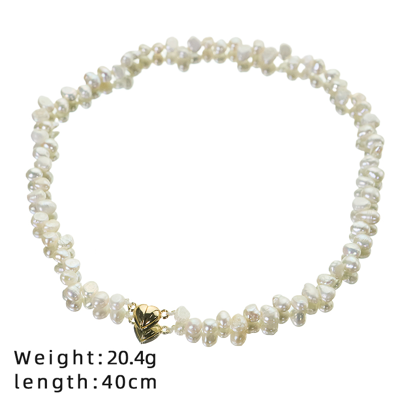 Heart Copper Clasp Natural Pearl Necklace For Women Original Handmade Fresh Versatile High-end Beaded Choker Collarbone Chain 18K Gold Plated