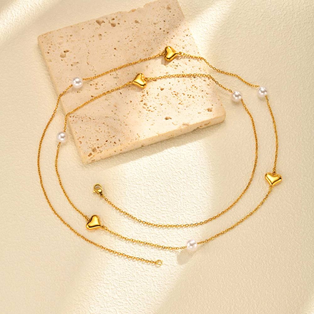 Stainless Steel Geometric Design Necklace Multi-style Women's High-end Jewelry Accessories Colorful Beads Irregular Shape Stackable