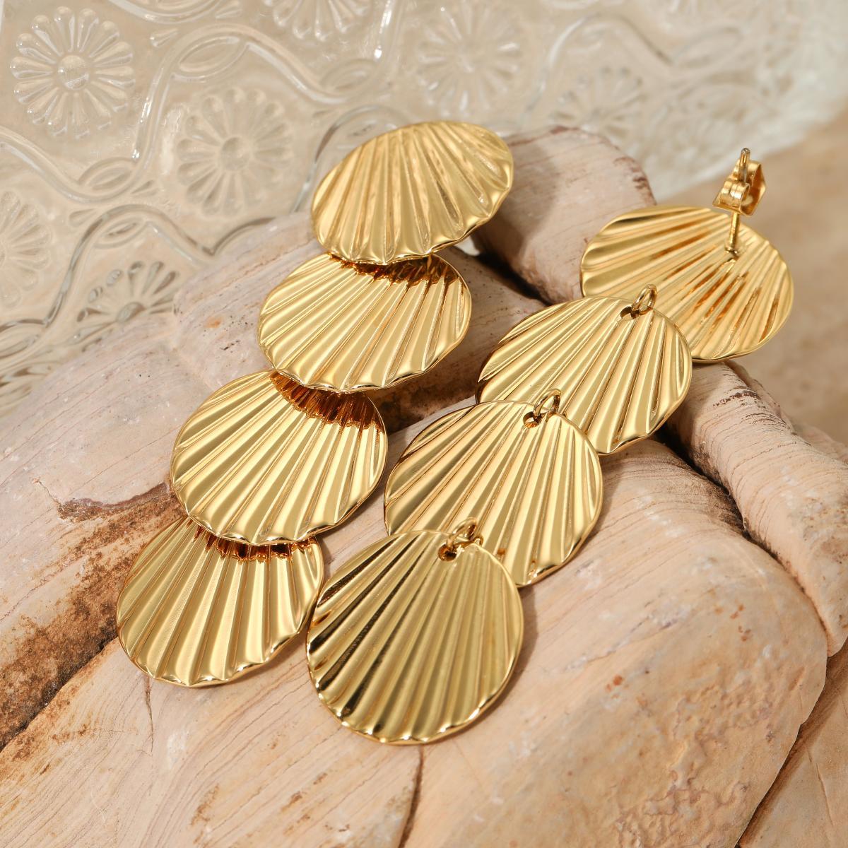 Real Gold Plated 316 Stainless Steel  PVD Coated Geometric Waterproof Non Tarnish Casual Simple Style Drop Earrings For Women's