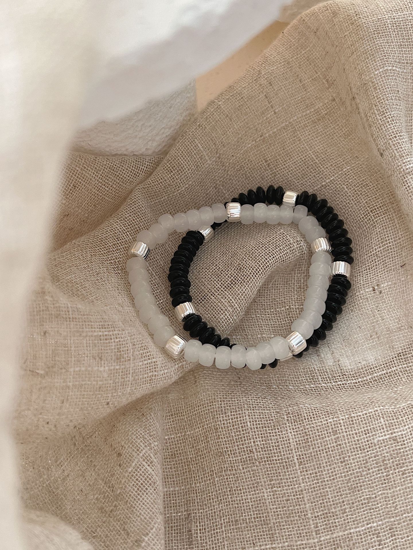New Natural Stone Agate S925 Pure Silver Beaded Elastic Colorful Fashionable Macaron Hand Bracelet New Style Women's Accessory