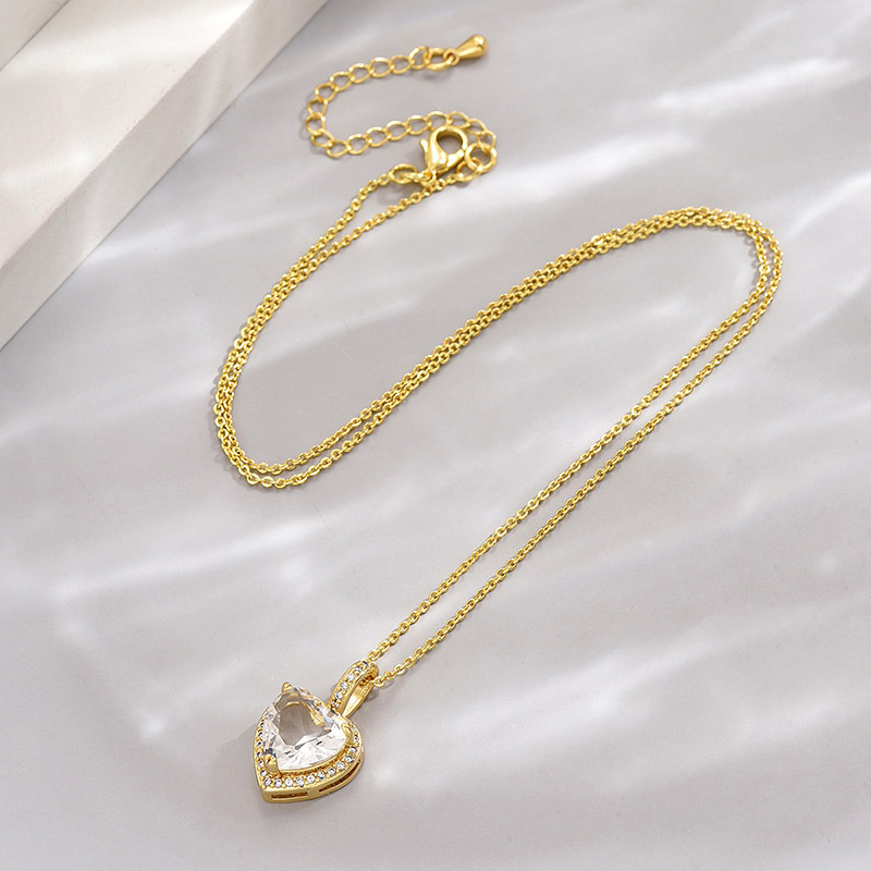 Wholesale Basic Modern Style Classic Style Heart Shape Copper Plating Inlay Zircon Pendant Necklace