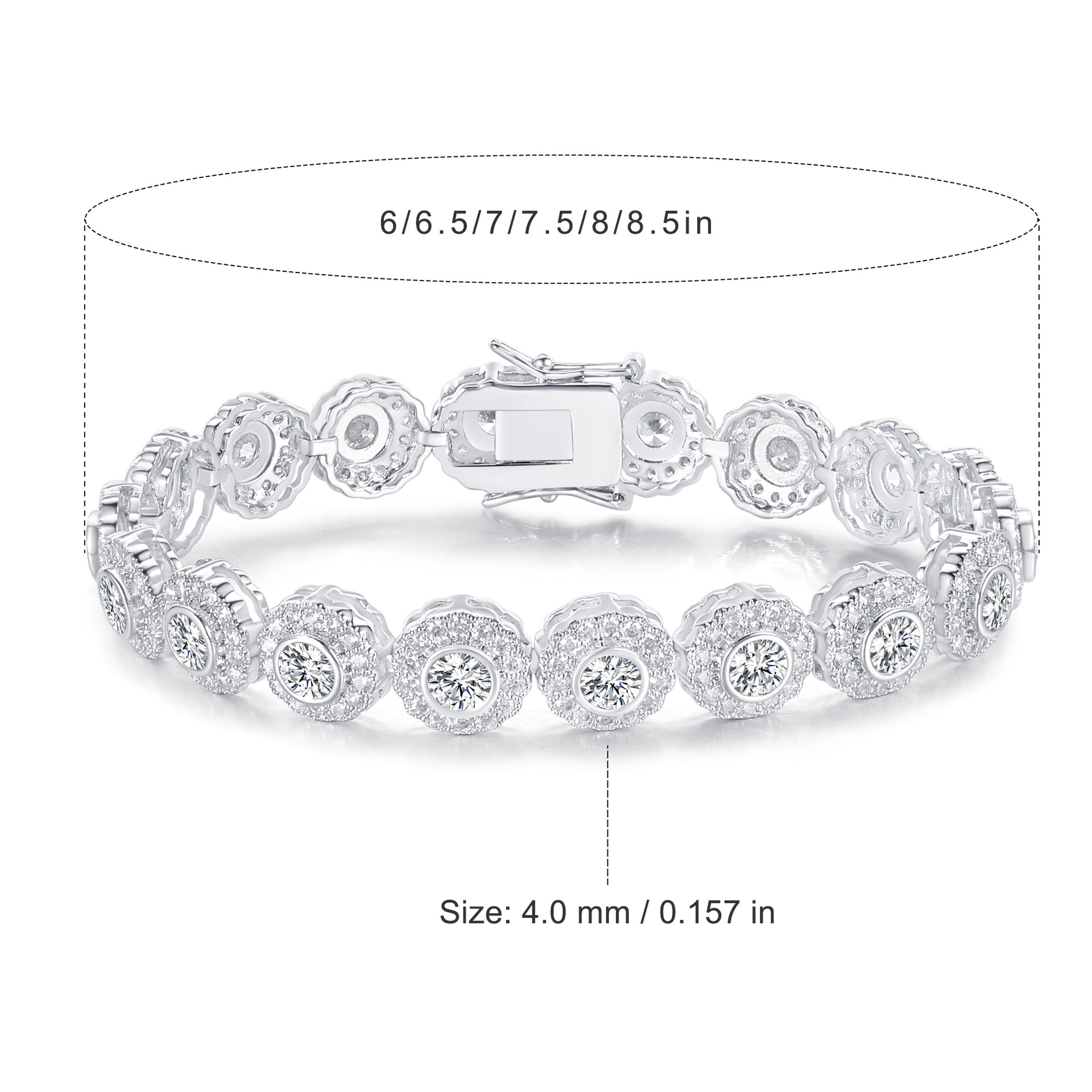 4mm Tennis Design Copper Inlaid Zircon Bracelet Fashion Heavy Craft Factory Style Unisex Trendy Jewelry Accessories