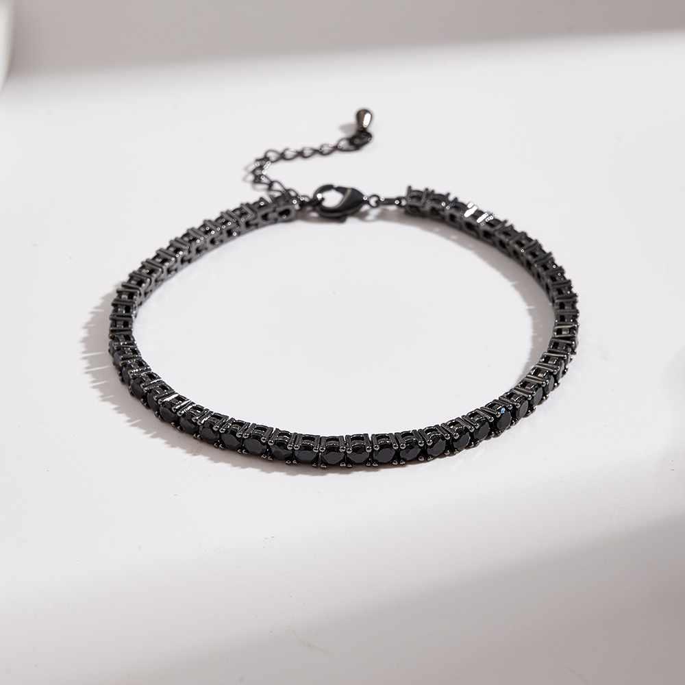 Trend Classic Copper Color Retention Electroplated INS Style Basic Style (Simple Style) Minimalist Style Handmade Zircon 3.2mm Tennis Chain Bracelet