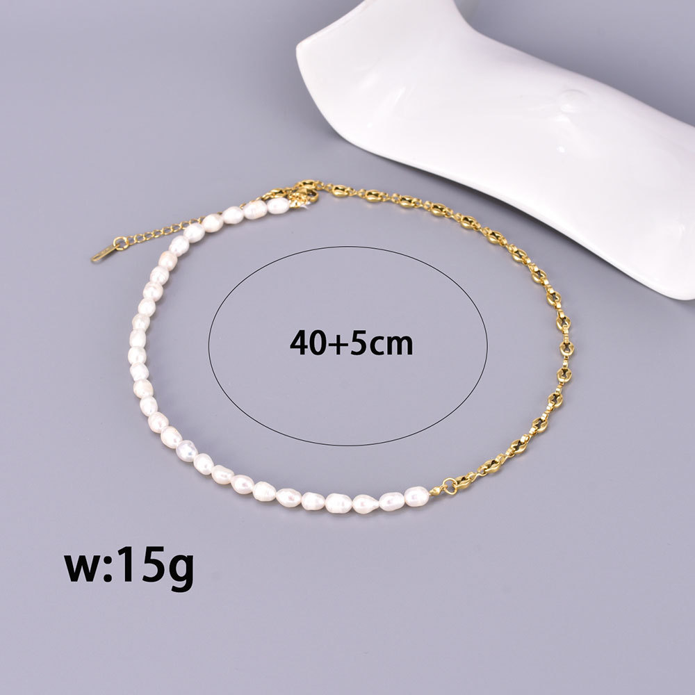 Women's 304 Stainless Steel Titanium Steel Vacuum Plating PVD Coated 18K Gold Plated Beaded Plating Pearl Freshwater Pearl Bracelets Necklace Imitation Pearl Jewelry