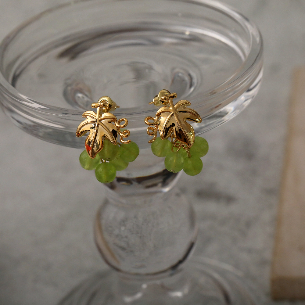 Dopamine Fruit Grape Women's Copper Plated Silver Needle Ear Studs Cute Garden Style Fresh Countryside Style Jewelry Accessories