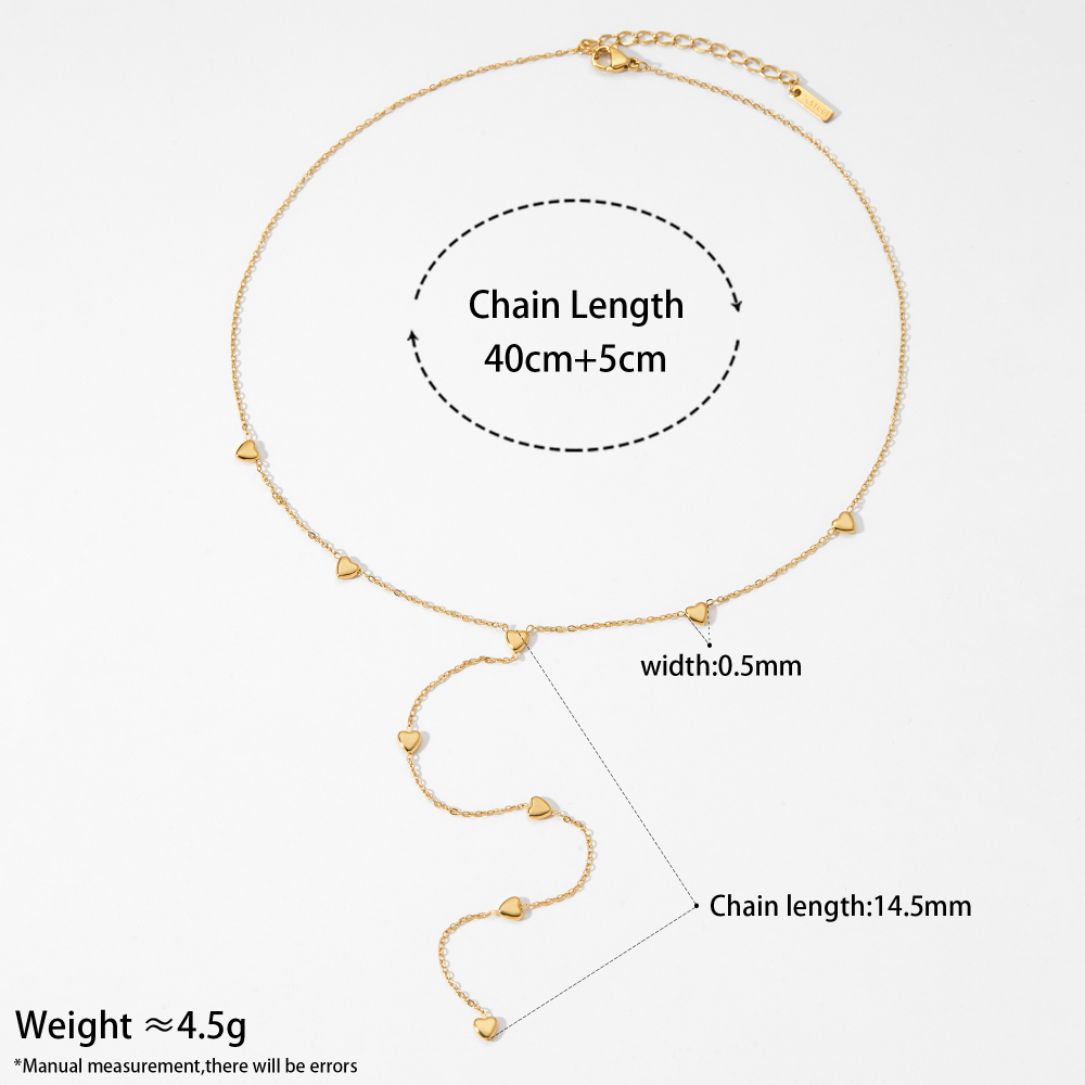 Elegant Long Y-shaped Vacuum Plating (In Furnace) Real Gold Plated 304 Stainless Steel Heart And Star Pendant Necklace Women's Fashion Daily Commuting Accessories