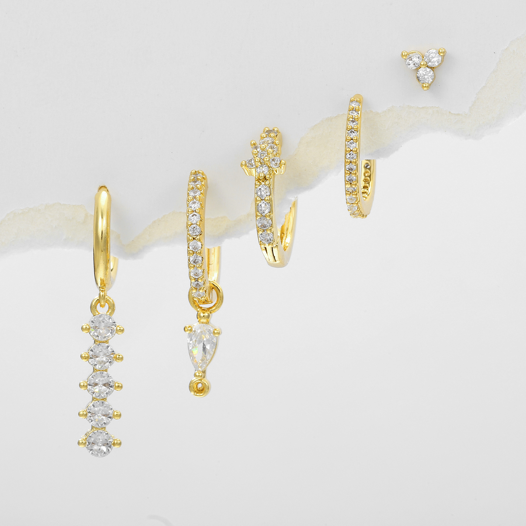 1 Set Sweet Classic Style Geometric Inlay Brass Zircon 18K Gold Plated Drop Earrings Earrings Ear Studs