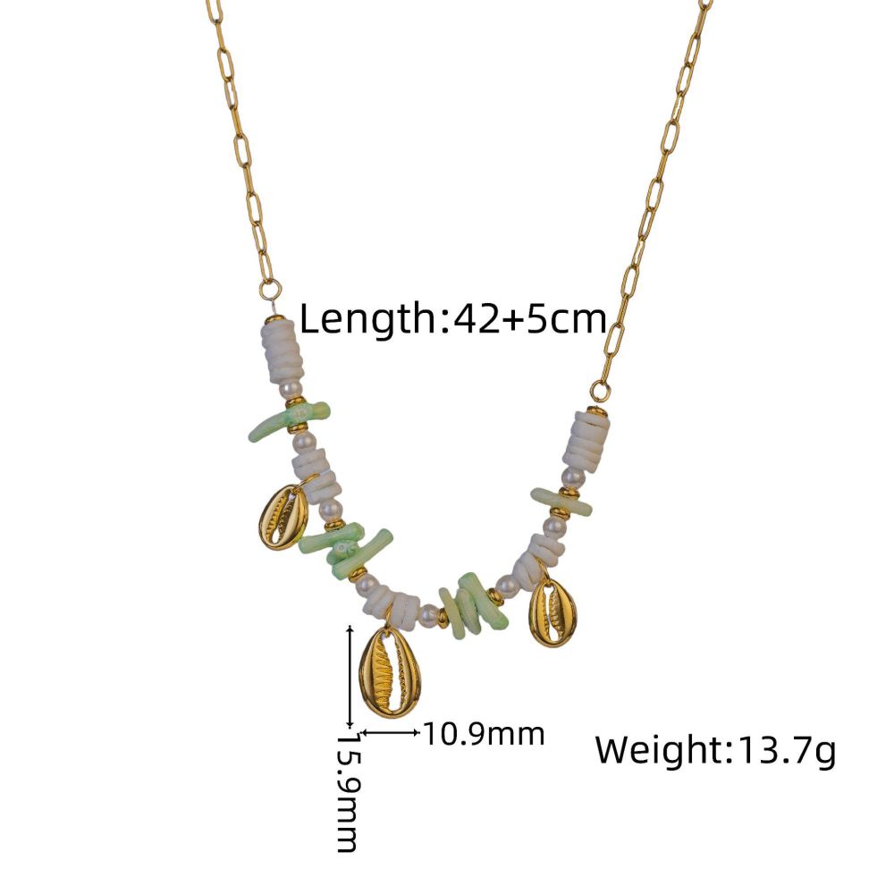 Fashion 304 Stainless Steel Shell Starfish Conch Necklace For Women Vacation Beach Ocean Style Coconut Tree Titanium Steel Jewelry Accessories