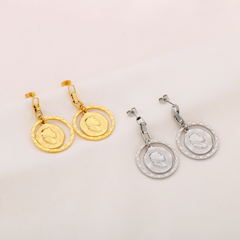 PVD Coated 18K Gold Plated Solid Color Stainless Steel Simple Style Classic Style Waterproof Non Tarnish Drop Earrings
