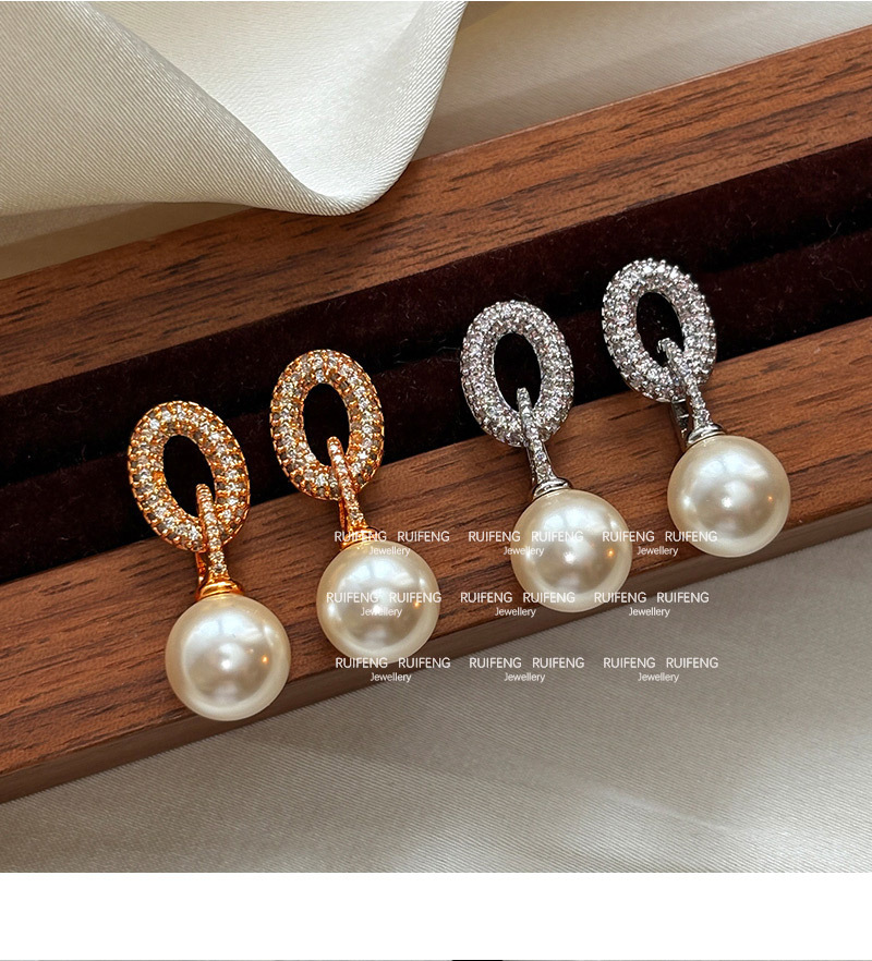 Elegant Classic Style Geometric Imitation Pearl Copper Women's Earrings